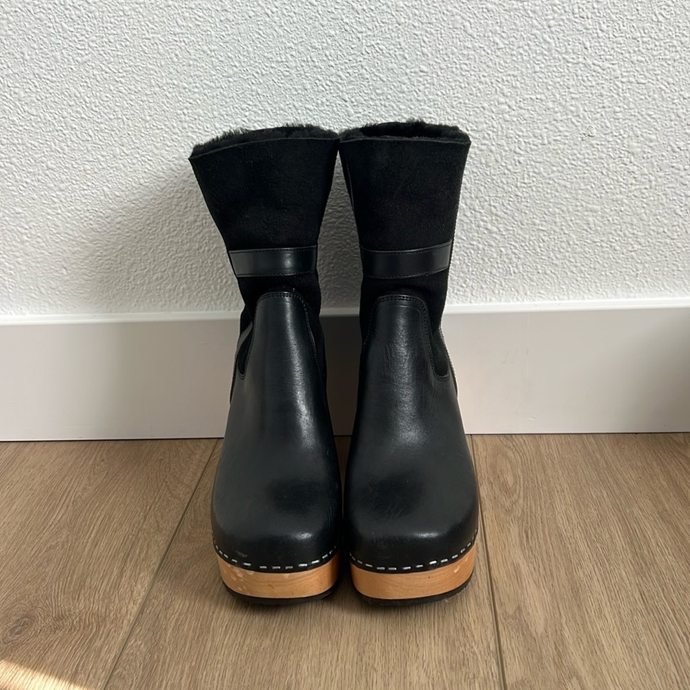 Vintage Swedish Hasbeens Shearling stitched boot - Black Size 40